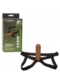 Коричневый фаллопротез из силикона Extension with Harness - 15,75 см. - California Exotic Novelties - купить с доставкой в Сызрани