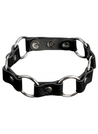 Кожаный черный ошейник с кольцами - Sitabella - купить с доставкой в Сызрани