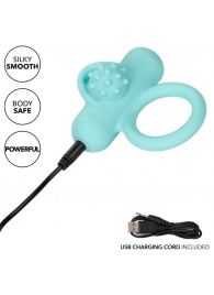 Аквамариновое эрекционное виброкольцо Silicone Rechargeable Nubby Lover’s Delight - California Exotic Novelties - в Сызрани купить с доставкой