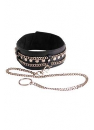 Чёрный ошейник с цепочками и поводком - Sitabella - купить с доставкой в Сызрани