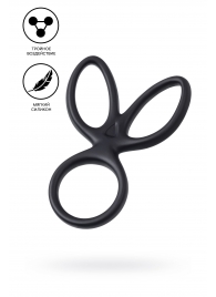 Черное тройное кольцо на пенис Kraken - A-toys - в Сызрани купить с доставкой