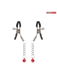 Серебристые зажимы на соски с шариками на цепочках - Notabu - купить с доставкой в Сызрани