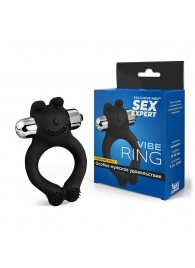 Черное силиконовое эрекционное виброкольцо Sex Expert - Sex Expert - в Сызрани купить с доставкой