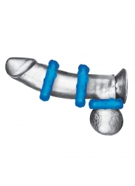 Комплект из трех голубых эрекционных колец 3-Pack Ribbed Rider Cock Ring Set - BlueLine - в Сызрани купить с доставкой