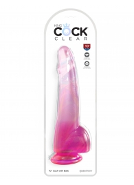 Розовый фаллоимитатор с мошонкой на присоске 10’’ Cock with Balls - 27,9 см. - Pipedream