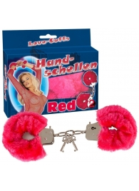 Малиновые меховые наручники Love Cuffs Red - Orion - купить с доставкой в Сызрани