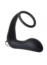 Черное эрекционное кольцо с вибропробкой Vibrating Anal Plug With Cockring - Dream Toys - в Сызрани купить с доставкой