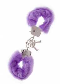 Фиолетовые меховые наручники METAL HANDCUFF WITH PLUSH LAVENDER - Dream Toys - купить с доставкой в Сызрани