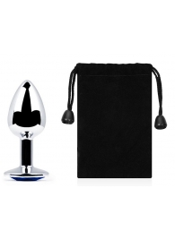 Анальное украшение BUTT PLUG  Small с синим кристаллом - 7 см. - Anal Jewelry Plug - купить с доставкой в Сызрани