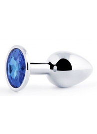 Анальное украшение BUTT PLUG  Small с синим кристаллом - 7 см. - Anal Jewelry Plug - купить с доставкой в Сызрани