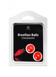 Набор из 2 шариков с массажным маслом Brazilian Balls с ароматом клубники - Secret Play - купить с доставкой в Сызрани