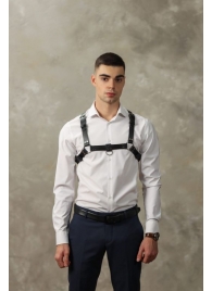 Черная мужская кожаная портупея №4 - БДСМ Арсенал - купить с доставкой в Сызрани