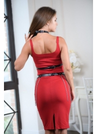 Черно-серебристая портупея-юбка plus size с цепочками - БДСМ Арсенал - купить с доставкой в Сызрани