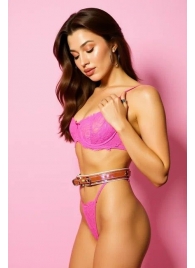 Эффектный розовый пояс из голографической эко-кожи - БДСМ Арсенал - купить с доставкой в Сызрани