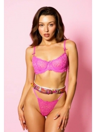 Эффектный розовый пояс из голографической эко-кожи - БДСМ Арсенал - купить с доставкой в Сызрани