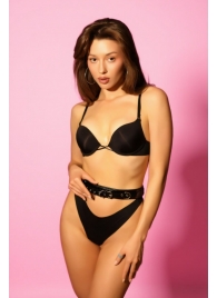 Эффектный черный пояс из лаковой эко-кожи - БДСМ Арсенал - купить с доставкой в Сызрани