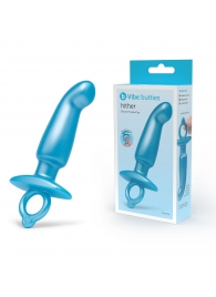 Голубая анальная пробка для массажа простаты Hither Silicone Prostate Plug - 14,3 см. - b-Vibe - в Сызрани купить с доставкой