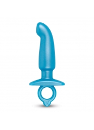 Голубая анальная пробка для массажа простаты Hither Silicone Prostate Plug - 14,3 см. - b-Vibe - в Сызрани купить с доставкой