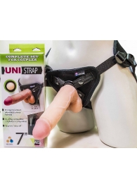 Страпон-унисекс с двумя насадками UNI strap 7  Harness - 19 и 16 см. - LOVETOY (А-Полимер) - купить с доставкой в Сызрани