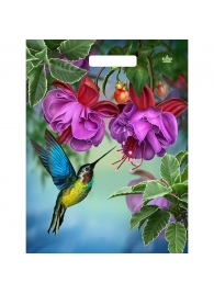 Пакет с принтом в виде колибри в цветах с вырубной ручкой (31х40 см) - Сима-Ленд - купить с доставкой в Сызрани