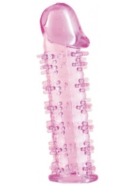 Розовая насадка на пенис с шипами - 12,5 см. - A-toys - в Сызрани купить с доставкой