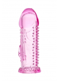 Розовая насадка на пенис с шипиками и коготком - 13,5 см. - A-toys - в Сызрани купить с доставкой