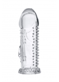 Прозрачная насадка на пенис с шипиками и коготком - 13,5 см. - A-toys - в Сызрани купить с доставкой