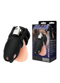 Черная клетка для пениса Silicone Small 2 in Cock Cage With Ball Divider - BlueLine - купить с доставкой в Сызрани
