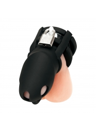 Черная клетка для пениса Silicone Small 2 in Cock Cage With Ball Divider - BlueLine - купить с доставкой в Сызрани