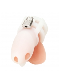 Белая клетка для пениса Silicone Small 2 in Cock Cage With Ball Divider - BlueLine - купить с доставкой в Сызрани