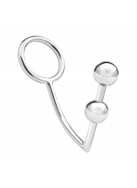 Кольцо на пенис с анальным стимулятором Two Bead Stainless Steel Anal Hook   Cock Ring - BlueLine - в Сызрани купить с доставкой