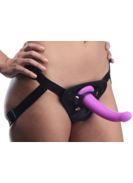 Лиловый поясной страпон Navigator Silicone G-Spot Dildo with Harness - 17,8 см. - XR Brands - купить с доставкой в Сызрани
