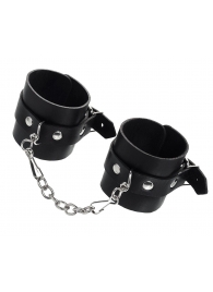 Черные однослойные наручники из натуральной кожи с цепочкой - Pecado - купить с доставкой в Сызрани