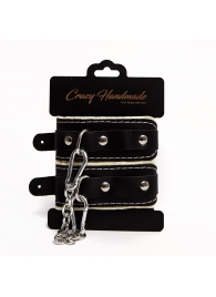 Черные скругленные наручники с мягкой бежевой подкладкой - Crazy Handmade - купить с доставкой в Сызрани