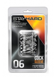 Прозрачная насадка с объёмными чёрточками STAY HARD COCK SLEEVE 06 CLEAR - Blush Novelties - в Сызрани купить с доставкой