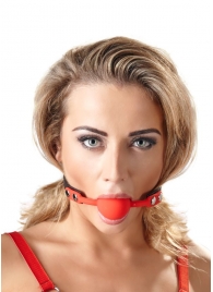 Силиконовый кляп-шар на чёрных ремешках Red Gag silicone - Orion - купить с доставкой в Сызрани