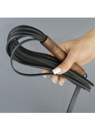 Черная кожаная плеть с деревянной рукоятью - 44 см. - Sitabella - купить с доставкой в Сызрани