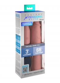 Телесная вибронасадка на член 3  Vibrating Mega X-tension with Remote - 22,9 см. - Pipedream - в Сызрани купить с доставкой