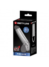 Прозрачная насадка на пенис с ребрышками и подхватом мошонки - Baile - в Сызрани купить с доставкой