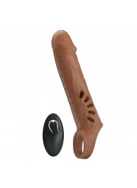 Коричневая вибронасадка с подхватом мошонки и пультом ДУ - Baile - в Сызрани купить с доставкой