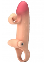 Телесная вибронасадка на пенис с подхватом мошонки - 20 см. - Baile - в Сызрани купить с доставкой