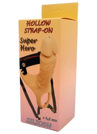 Телесный полый страпон на ремешках - 16,5 см. - Boys of Toys - купить с доставкой в Сызрани