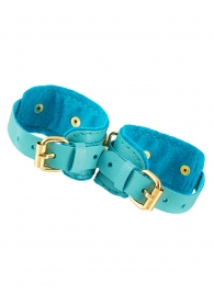 Голубые двуслойные кожаные оковы - Pecado - купить с доставкой в Сызрани