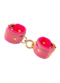 Розовые двуслойные кожаные оковы - Pecado - купить с доставкой в Сызрани