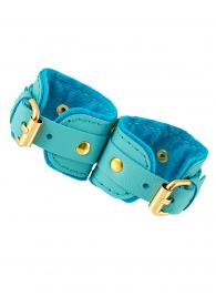 Голубые двуслойные кожаные наручники-браслеты - Pecado - купить с доставкой в Сызрани