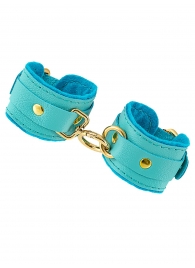 Голубые двуслойные кожаные наручники-браслеты - Pecado - купить с доставкой в Сызрани