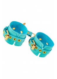 Голубые однослойные кожаные наручники - Pecado - купить с доставкой в Сызрани