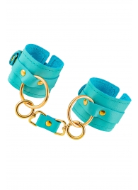 Голубые однослойные кожаные наручники - Pecado - купить с доставкой в Сызрани