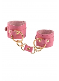 Розовые однослойные кожаные наручники - Pecado - купить с доставкой в Сызрани