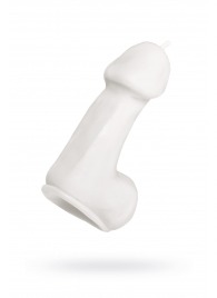 Белая свеча в форме пениса - 47 гр. - Pecado - купить с доставкой в Сызрани